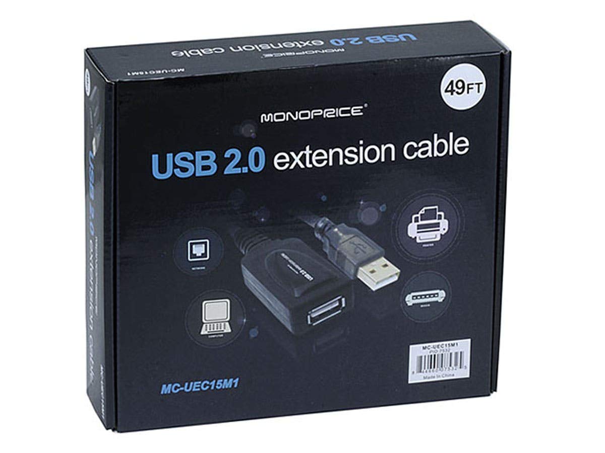 Monoprice USB 2.0 Active Male to Female Extension/Repeater Cable