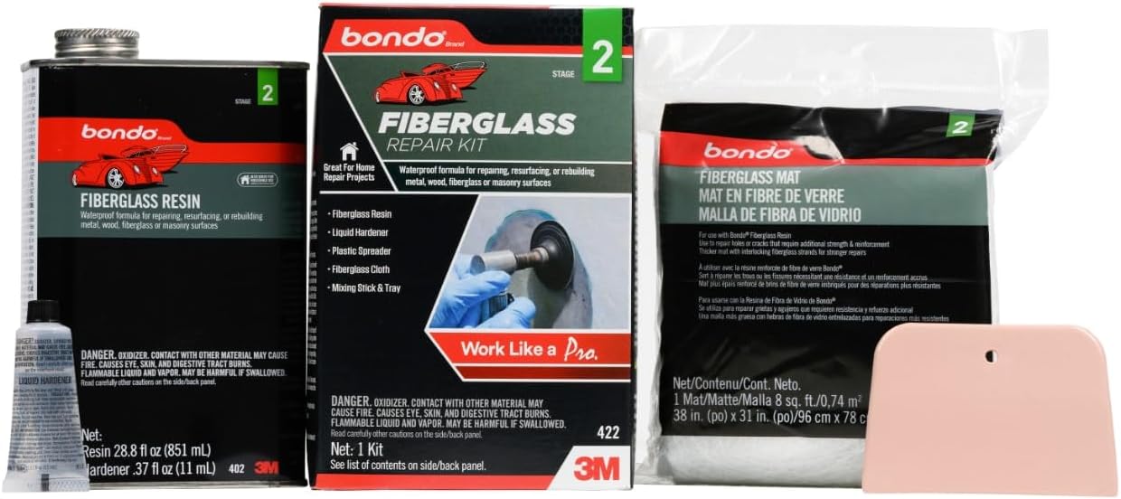 Bondo Fiberglass Resin Repair Kit, 00422, 0.9 Quart