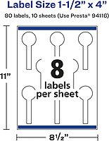 Avery Glossy Clear Lollipop Labels, Sure Feed Technology, 1.5" x 4", Print-to-The-Edge, Laser/Inkjet Printable