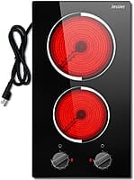 Placa eléctrica de 2 quemadores y de 110 V con enchufe de 12 pulgadas Placa eléctrica de 2 quemadores y de 110 V con enchufe de 12 pulgadas