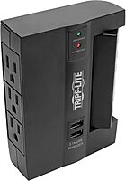 TRIPP LITE SWIVEL6 6-Outlet Surge Protector, 3 Rotatable Outlets, Direct Plug-In, Black