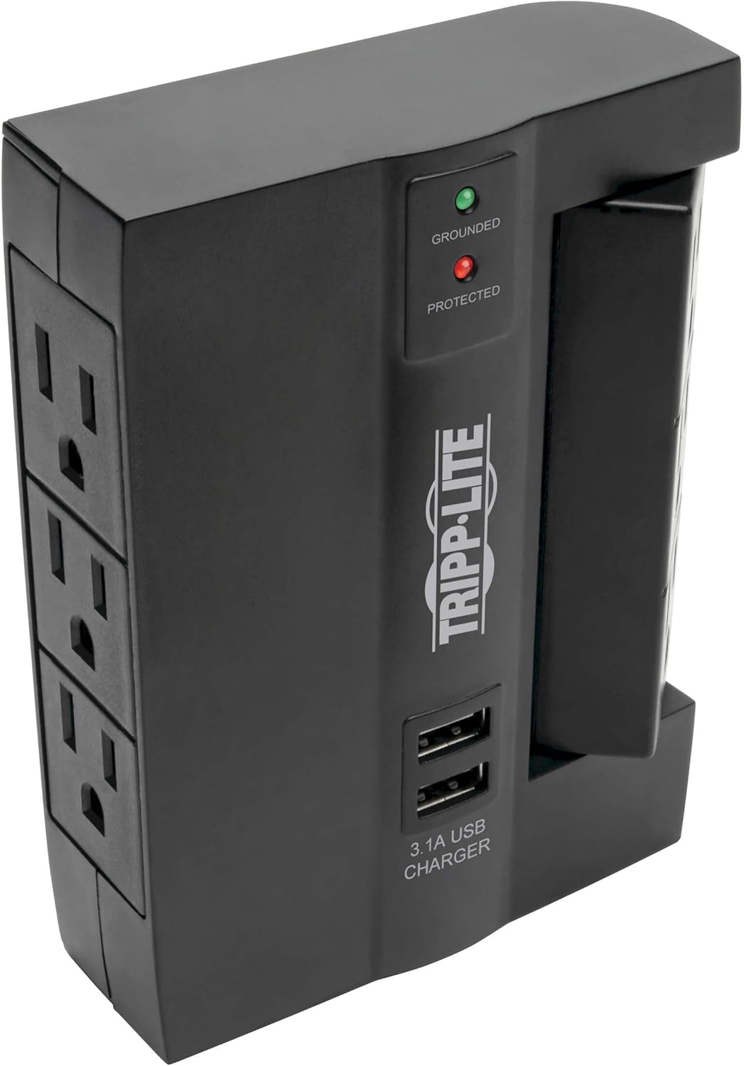 TRIPP LITE SWIVEL6 6-Outlet Surge Protector, 3 Rotatable Outlets, Direct Plug-In, Black