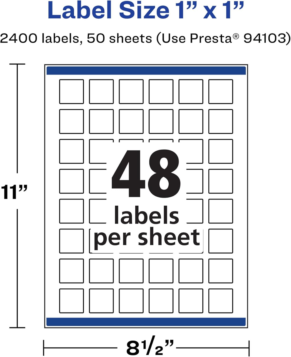 Avery Matte White Square Labels, Sure Feed Technology, 1" x 1" Printable Labels