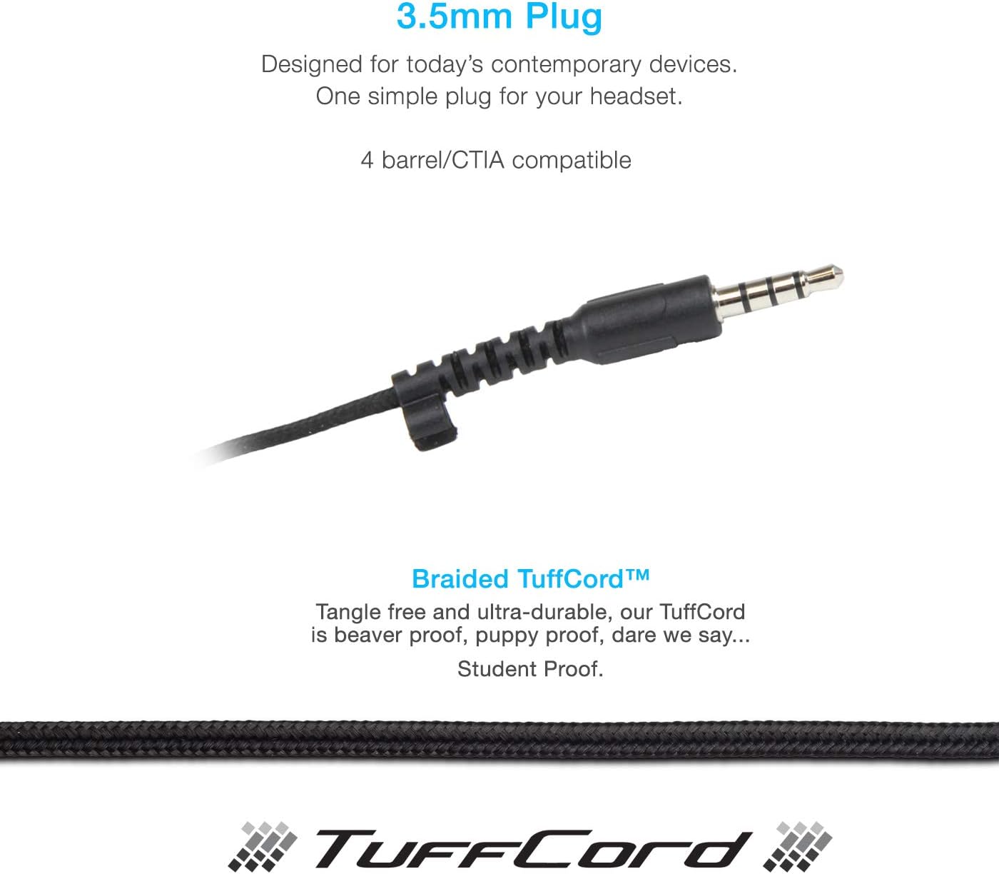 Cyber Acoustics Lightweight 3.5mm Headphones - Great for use with Cell Phones, Tablets, Laptops, PCs, Macs (ACM-4004) 1 Unit