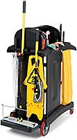 Rubbermaid Commercial High Security Housekeeping Janitorial Cart with Wheels, Yellow Vinyl Bag