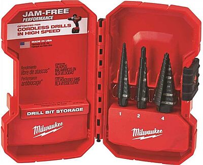 Milwaukee 48-89-9221 3 Piece Step Drill Bit Set, 1/8"–7/8", HSS