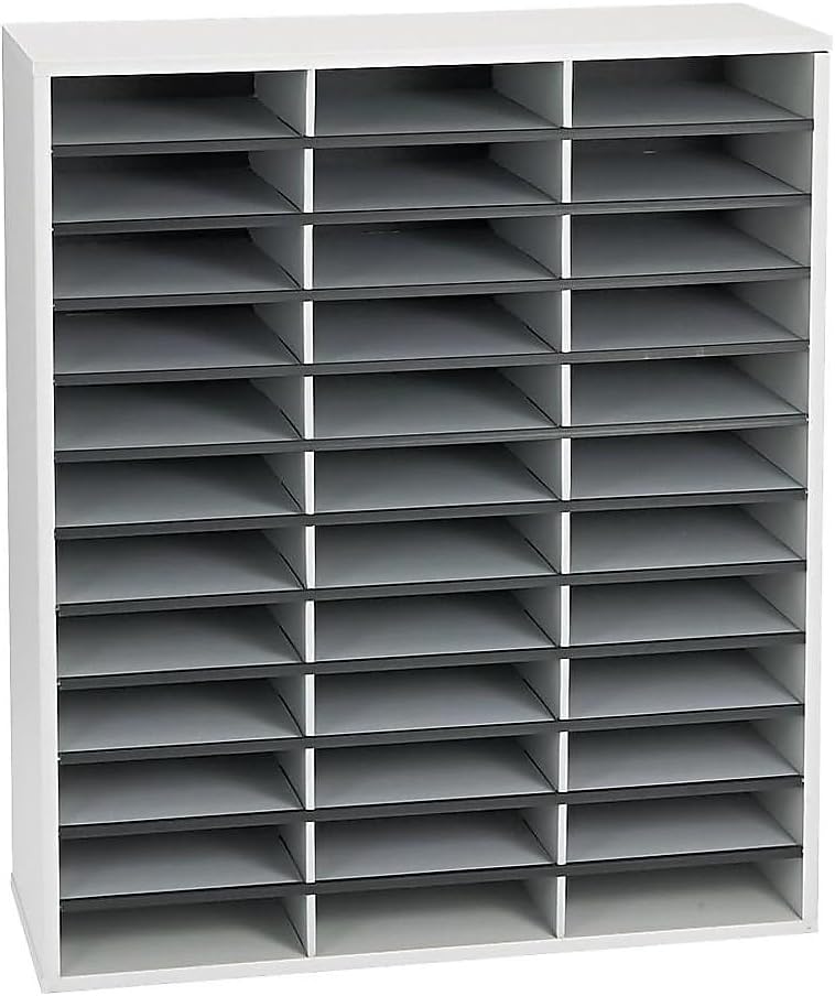 Fellowes Literature Organizer, 36 Compartments, Letter Size, Dove Gray (25061)