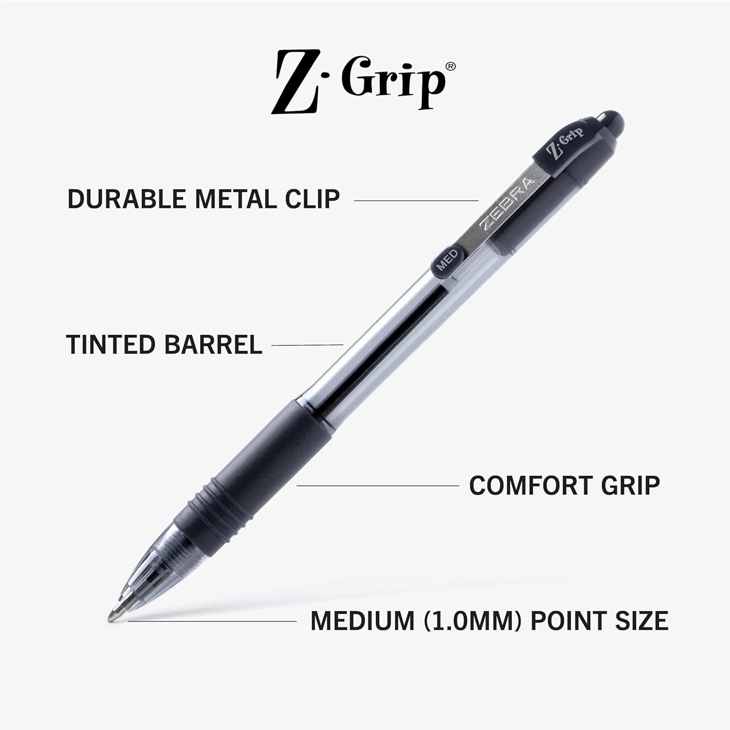 Zebra Pen Z-Grip Retractable Ballpoint Pen, Medium Point 1.0 mm