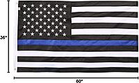 THIN BLUE LINE USA DuraSleek Thin Blue Line American Flag, Sewn & Embroidered