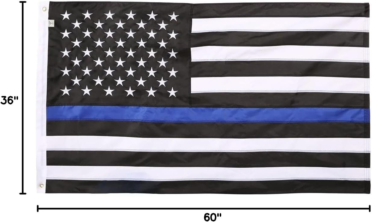 THIN BLUE LINE USA DuraSleek Thin Blue Line American Flag, Sewn & Embroidered