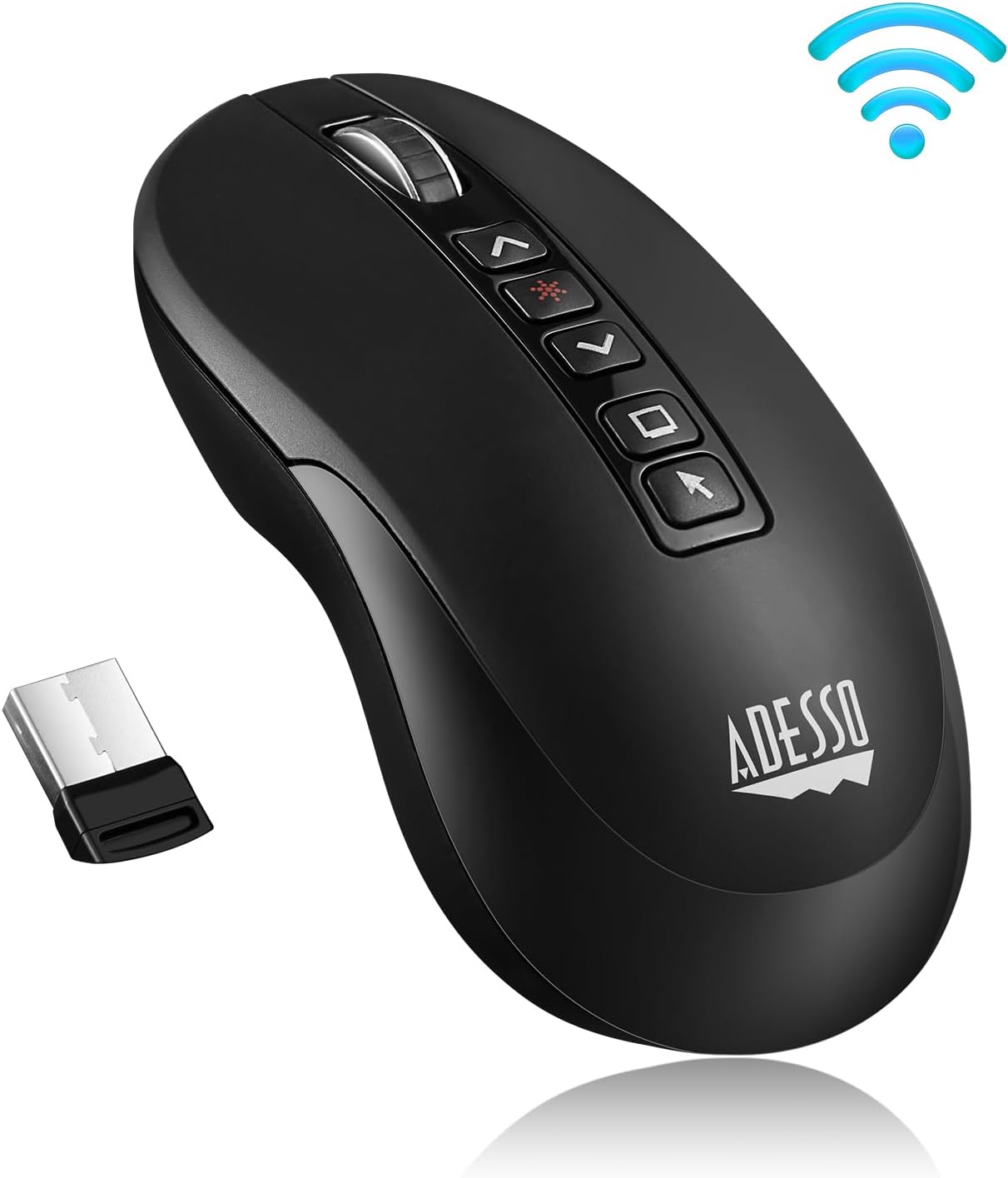 iMouse P40 Wireless Multifunctional Presenter Mouse, 2.4 GHz Frequency/100 ft Wireless Range, Left/Right, Black