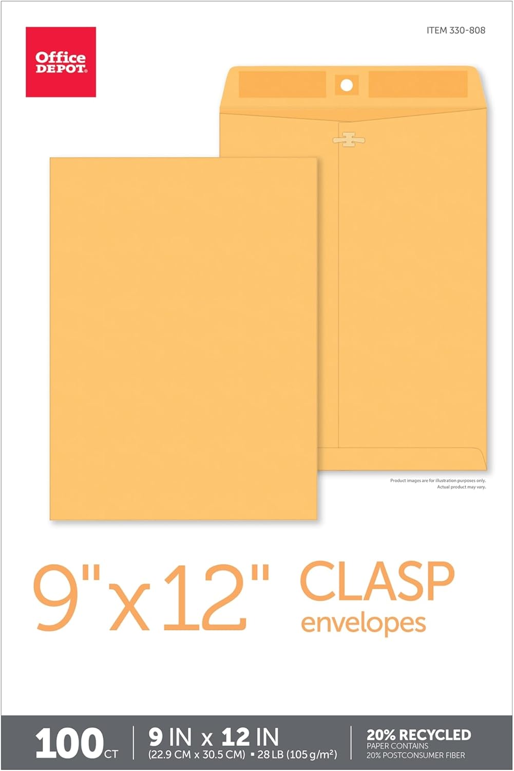 Office Depot® Brand Clasp Envelopes, 9" x 12", Brown, Box Of 100