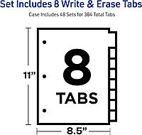 Avery Big Tab Write & Erase Dividers for 3 Ring Binders, 8-Tab Set, Multicolor Divider Tabs, 1 Set of Binder Dividers, Great for Organizing Projects, Reports, Finances, and More (23079) 1 Set 8 Tab