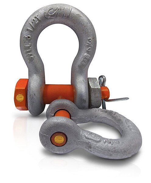 CM M650P Super Strong Anchor Shackle with Orange Powder Coated Screw Pin, 3 Ton Work Load Limit, 1/2" Size