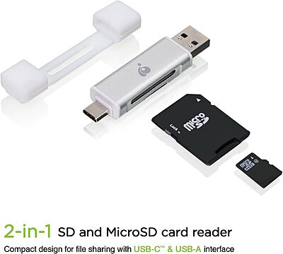 IOGEAR USB-C 2-in-1 SD Card Reader w/ USB-A - GFR3C12 (Pack of 2)