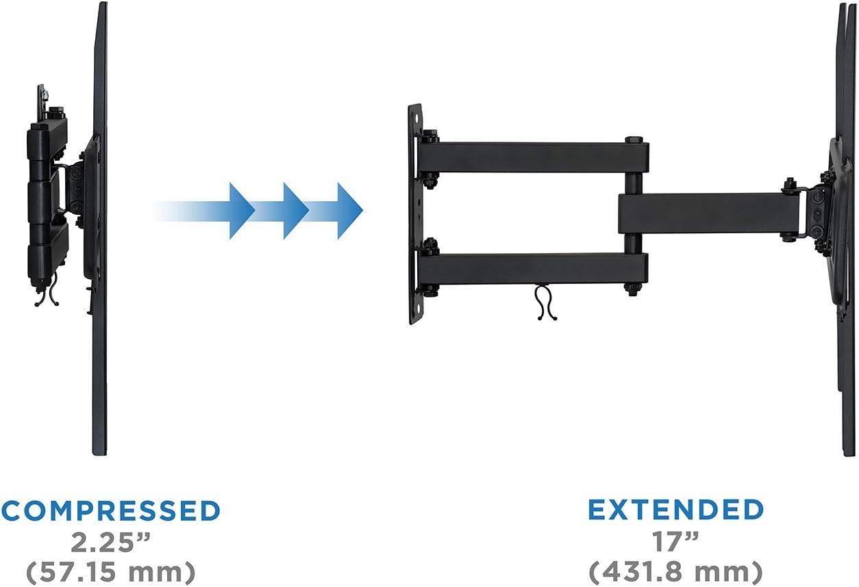 Mount-It! Full Motion TV Wall Mount | Single Stud Installation | Swivel