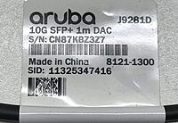 HPE 10G SFP+ to SFP+ 1m DAC Cable - 3.28 ft SFP+ Network Cable - J9281D