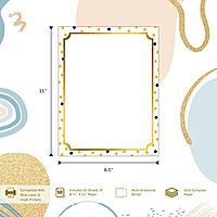 Barker Creek Designer Computer Paper, Gold, 8.5” x 11”, Decorative Printer Paper, Stationery, 50 Sheets per Pkg, Home, School and Office Supplies (741)