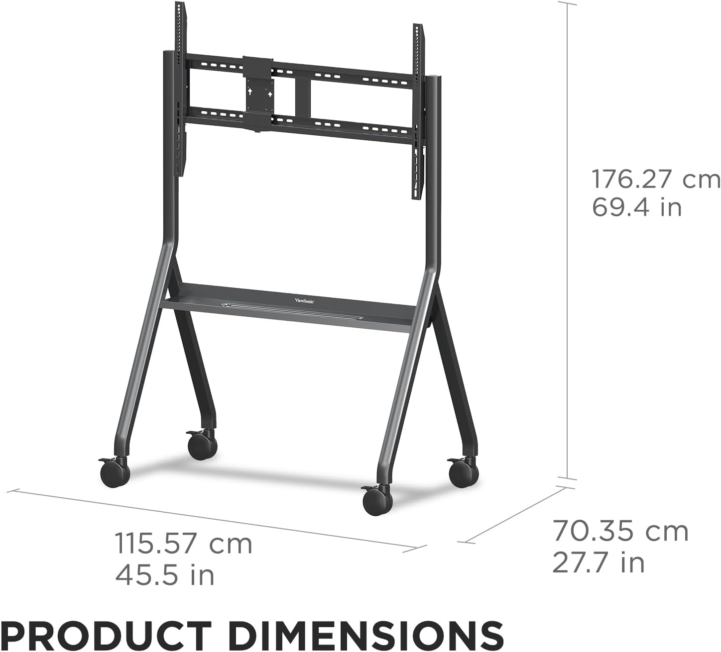 ViewSonic VB-STND-009 Slim Mobile TV Cart for 55 to 86 inch Screens up to 265 lbs