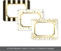 Barker Creek Name Badges & Self-Adhesive Labels, Gold, Multi-Purpose Name Tags, Gift Tags, Labels, and More! 3.5" x 2.75", 45 per Pkg (1532)