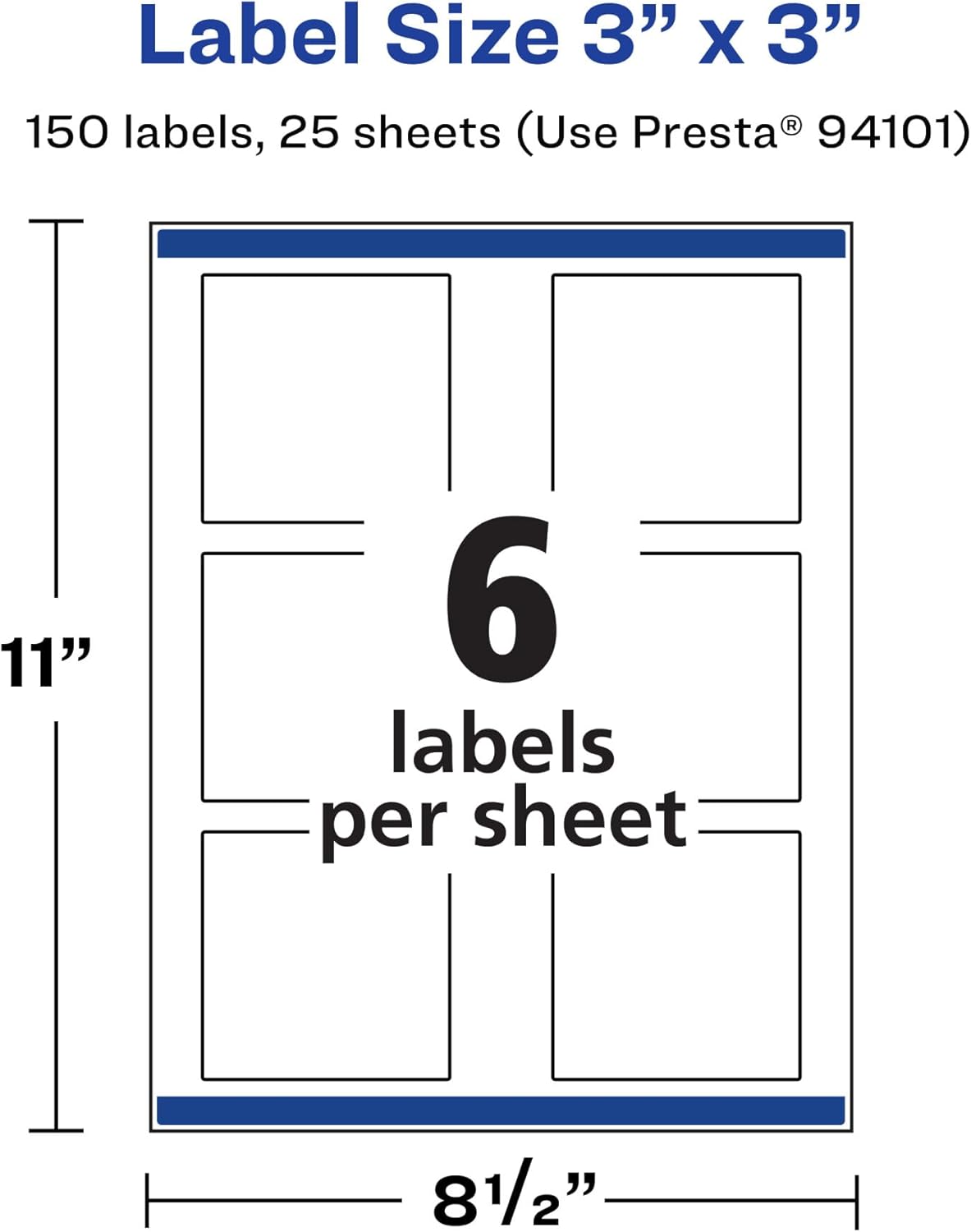 Avery Durable Waterproof Square Labels, Sure Feed Technology, Print-to-The-Edge, 3" x 3"
