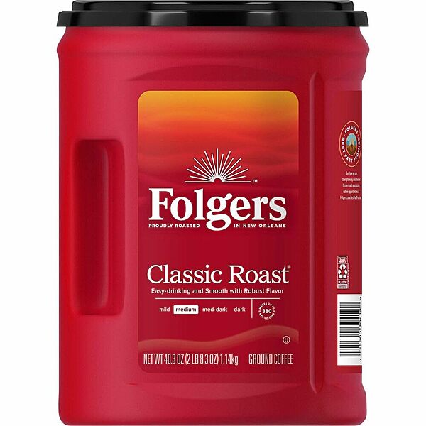 Folgers Classic Roast Ground Coffee, 40.3 oz Canister