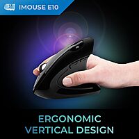 iMouse E10 - Vertical Ergonomic Optical 6-Button 2.4 GHz RF Wireless Mouse - Right Hand Orientation, Black