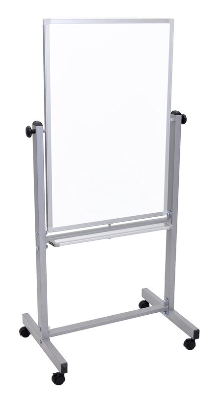 LUXOR Mobile Double-Sided Magnetic Dry Erase Whiteboard with Aluminum Frame and Stand