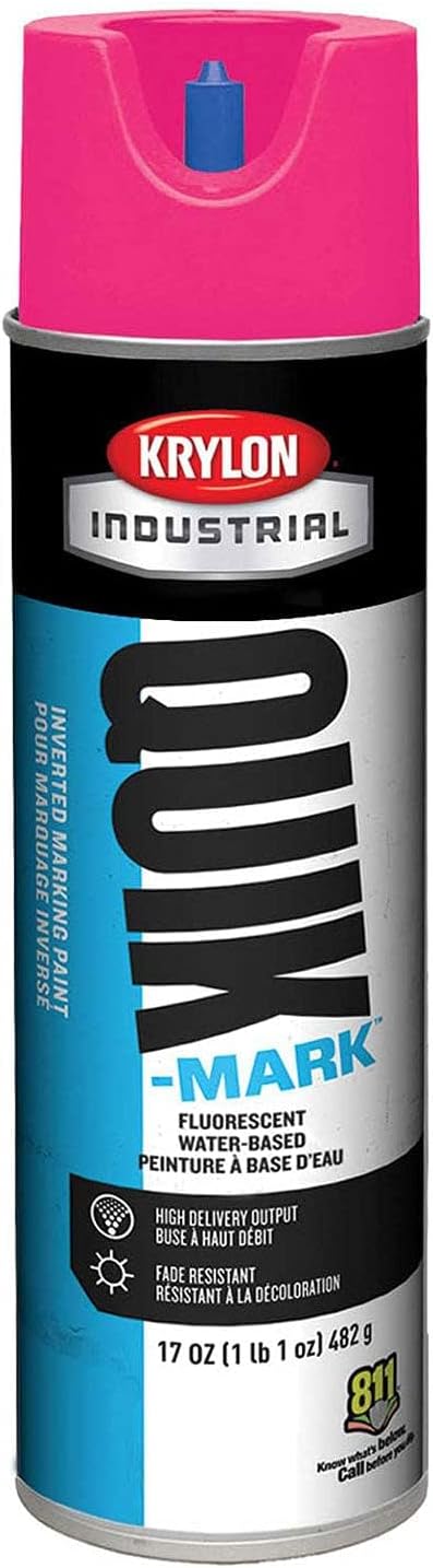 Quik-Mark™ Water-Based Fluorescent Hot Pink Inverted Marking Paint [Set of 12]