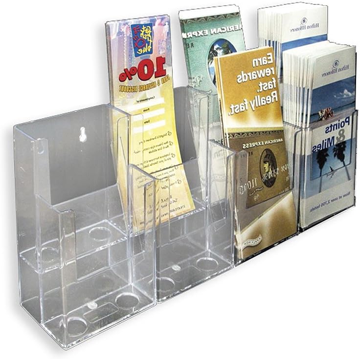 AZAR DISPLAYS 2-Tier Tri-Fold Brochure Counter Display, Clear Acrylic
