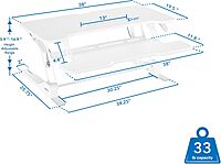 Mount-It! 38in Wide Height Adjustable Standing Desk Converter with Keyboard Tray