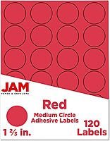 JAM PAPER Circle Label Sticker Seals - 1 2/3 Inch Diameter - 120 Round Labels/Pack
