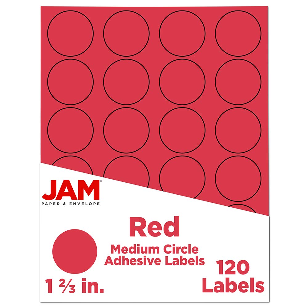 JAM PAPER Circle Label Sticker Seals - 1 2/3 Inch Diameter - 120 Round Labels/Pack