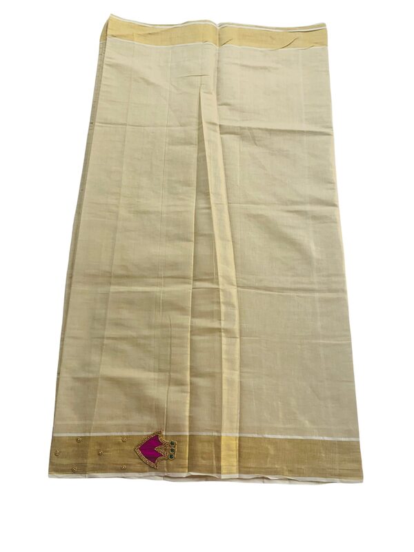 Kuthampully Kerala Sarees For Womens | Handcrafted Palakka Saree | Traditional Printed Saree For Women | Kerala Tissue Saree With Running Blouse | South Indian Zari Kasavu | KTM-599, (Pink)