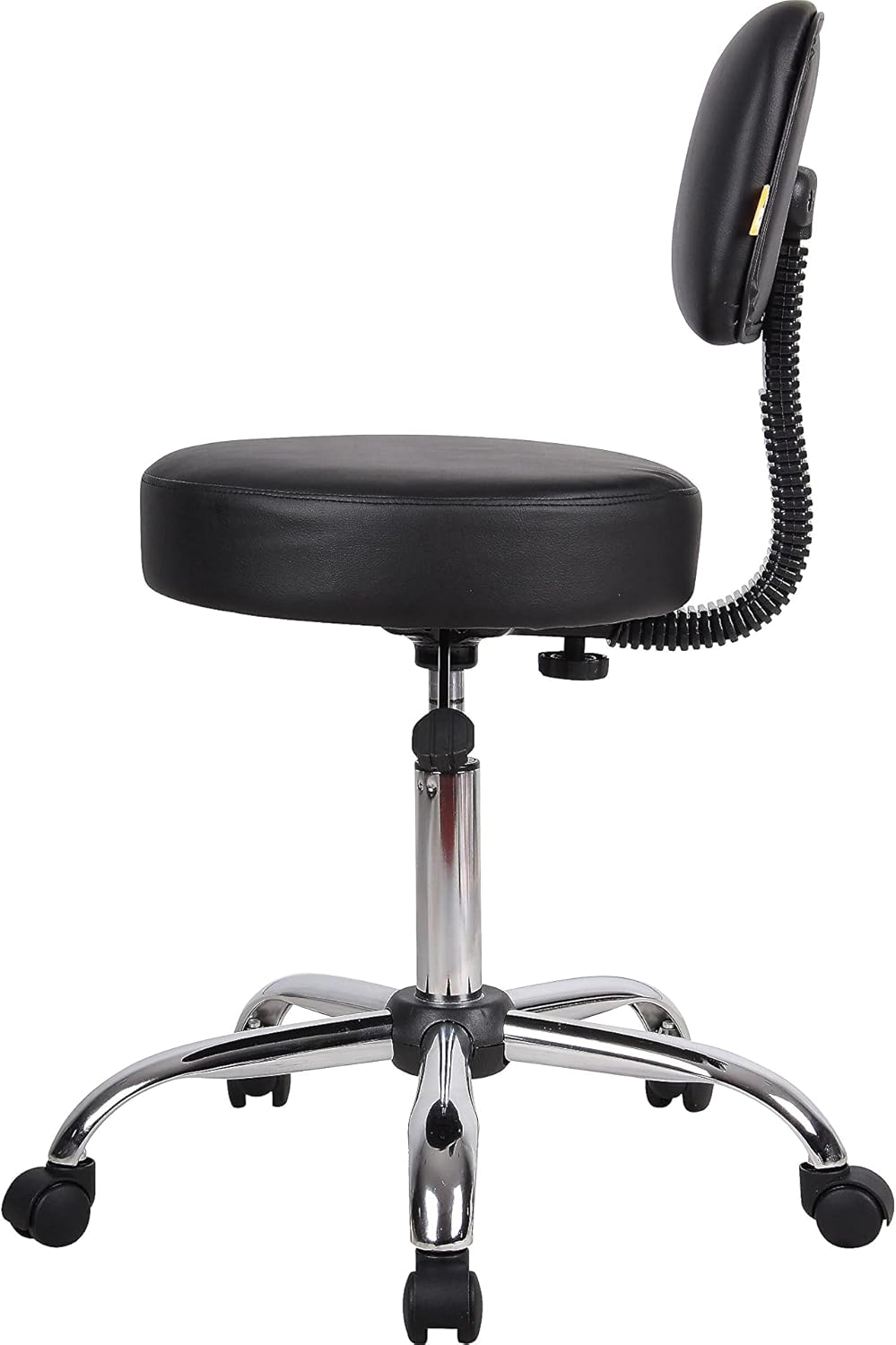 BOSS OFFICE PRODUCTS Medical Stool with Back, Antimicrobial Vinyl, Chrome Base