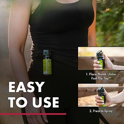 SABRE RED SABRE Protector Dog Pepper Spray & Belt Clip, Fast Flip Top Safety, 7 Bursts, 15-Foot (4.6-Meter) Range, Humane Dog Attack Deterrent, Max Strength Allowed By EPA for Self Defense, 1.8 fl oz