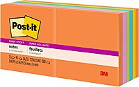 Post-it Super Sticky Notes, 3x3 in, 12 Pads, 2X The Sticking Power, Energy Boost Collection, Bright Colors (Orange, Pink, Blue, Green),Recyclable (654-12SSUC)
