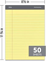 Office Depot Professional Legal Pad, 8 1/2in. x 11 3/4in., Legal Ruled, 50 Sheets Per Pad, Canary, Pack Of 8 Pads, 99527