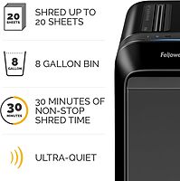 Fellowes LX 220 100% Jam Proof Micro-Cut 20-Sheet Shredder, Black, 5015401