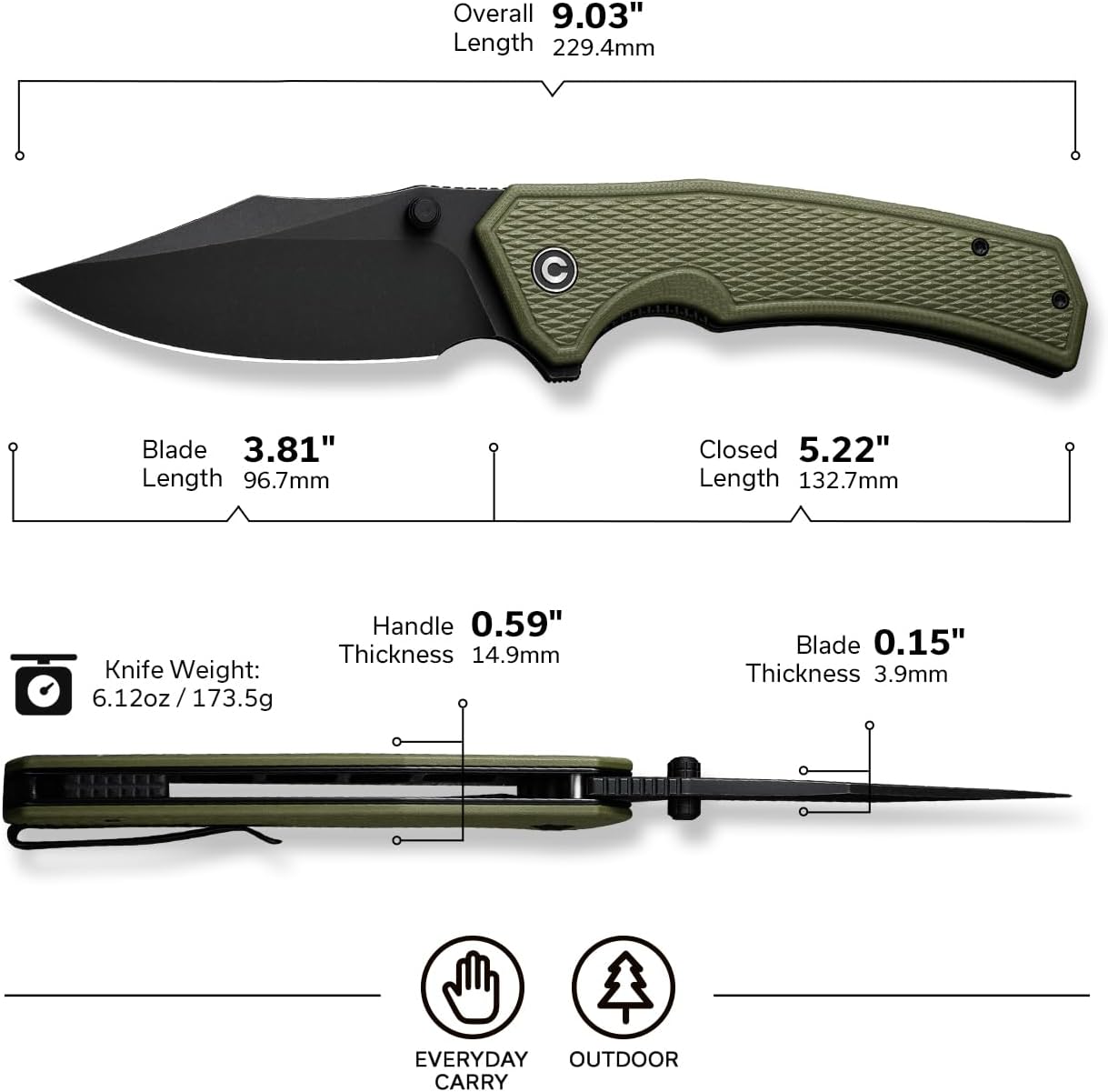 CIVIVI Vexillum Folding Knife for Outdoor and EDC, Flipper Pocket Knife with Thumb Stud Opener