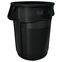 Rubbermaid Commercial Products BRUTE Heavy-Duty Round Trash/Garbage Can with Venting Channels, 32-Gallon, Black
