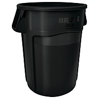 Rubbermaid Commercial Products BRUTE Heavy-Duty Round Trash/Garbage Can with Venting Channels, 32-Gallon, Black