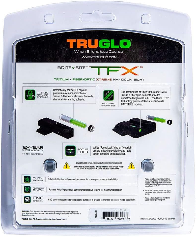 TRUGLO TFX Day/Night Handgun Sight (Tritium & Fiber-Optic)