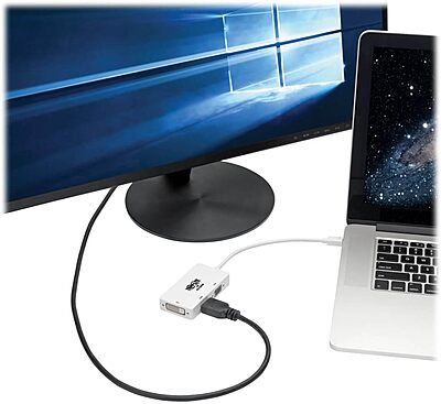 Eaton Tripp Lite Series Keyspan Mini DisplayPort to VGA/DVI/HDMI All-in-One Converter Adapter, Thunderbolt 1/2, 1080p, White mDP to VGA DVI HDMI