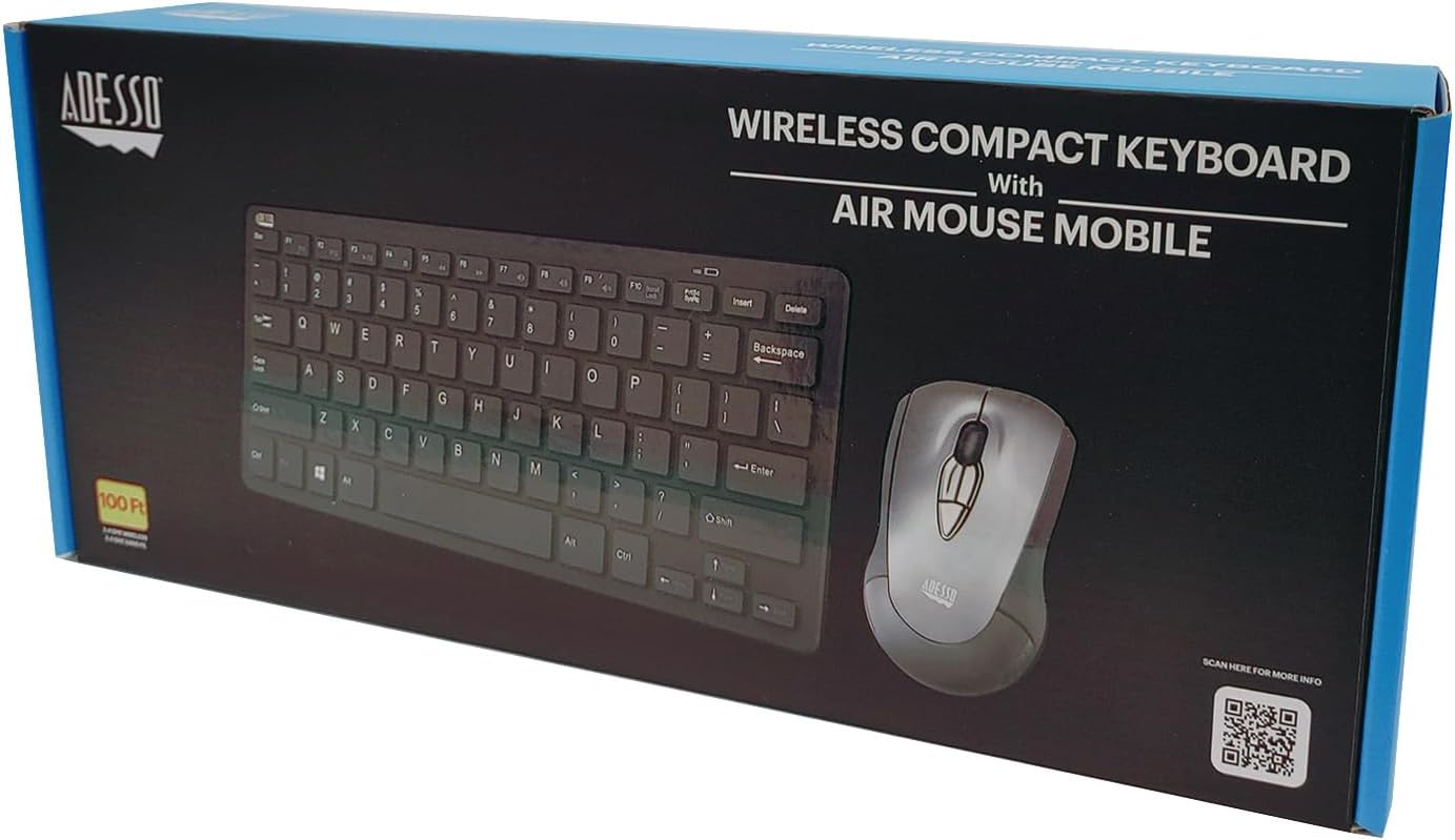 Wireless Keyboard and Mouse Combo with Air Mouse and Compact Design Keyboard, RF 2.4GHz USB Laser Mouse