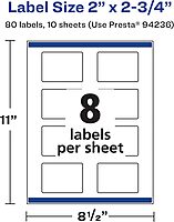 Avery Durable Waterproof Rectangle Labels, Sure Feed Technology, 2" x 2.75", 80 Total