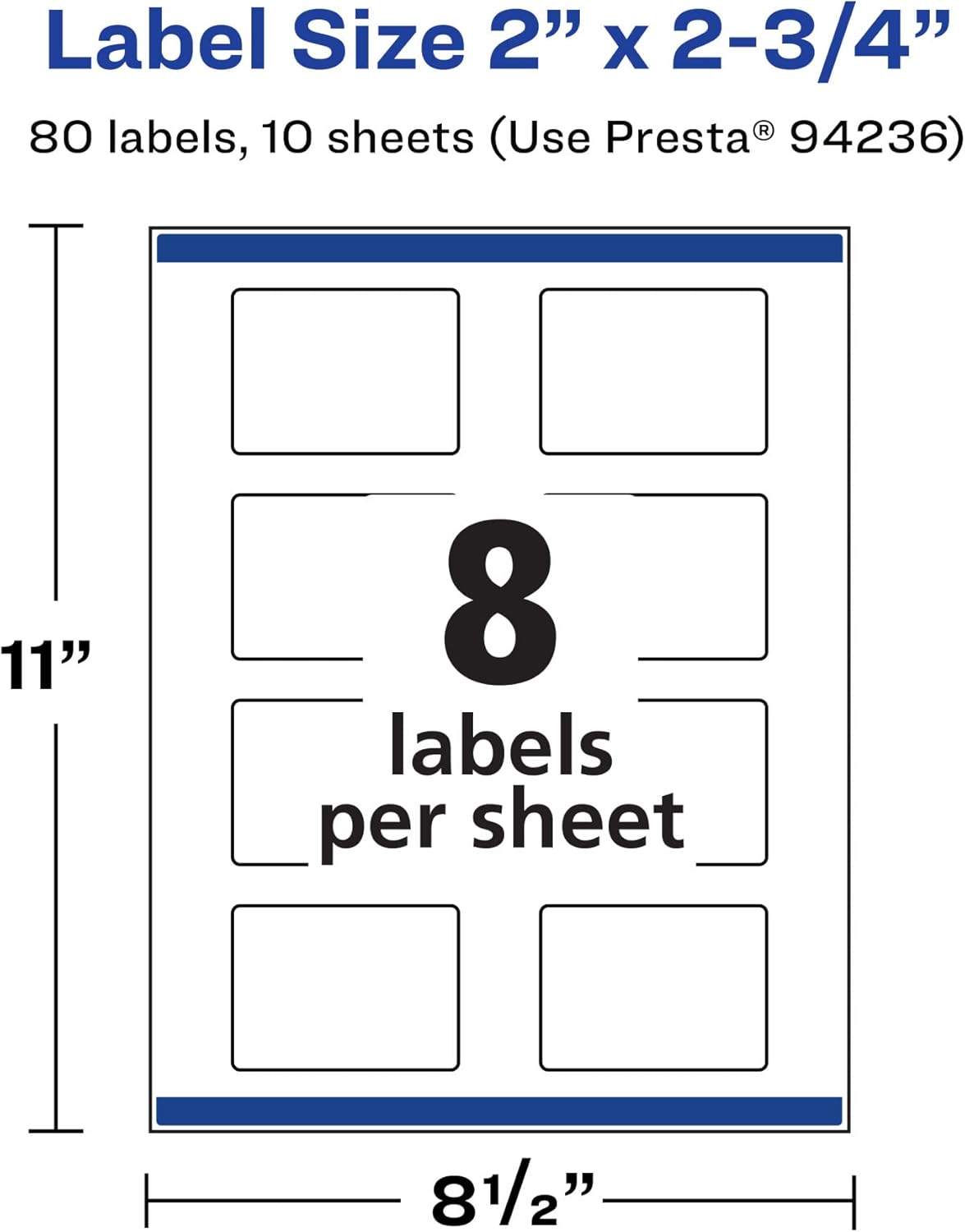 Avery Durable Waterproof Rectangle Labels, Sure Feed Technology, 2" x 2.75", 80 Total