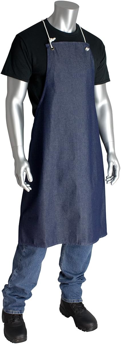 PIP 200-010 Denim Apron, No Pockets, Large, Blue