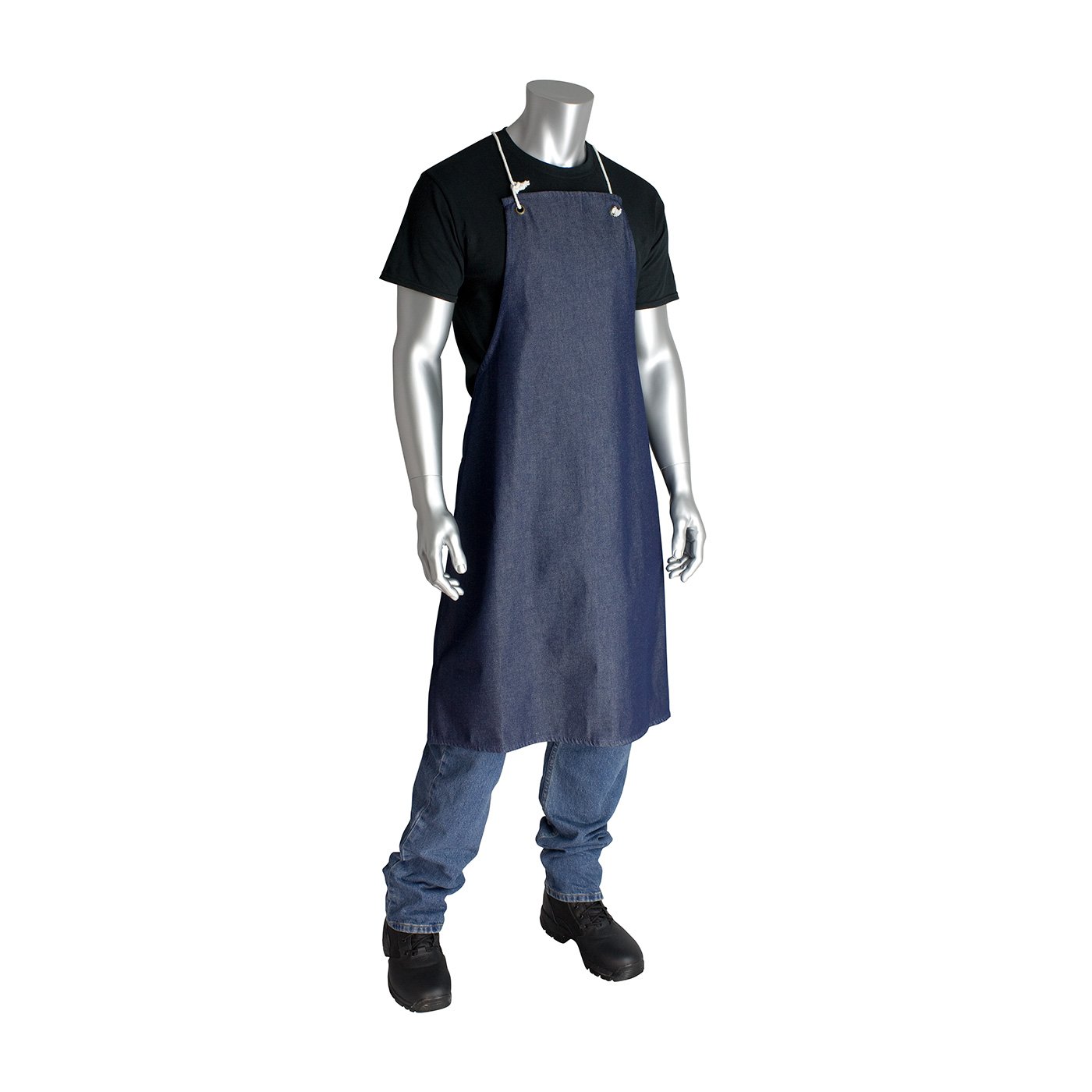 PIP 200-010 Denim Apron, No Pockets, Large, Blue