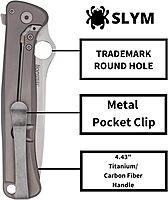 Spyderco Slym Ultralight Folding Knife - M390 Steel Blade with Titanium/Carbon Fiber Handle, R.I.L Lock, PlainEdge - C271TIP